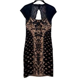 Sue Wong Black Lace Dress with Beaded Details